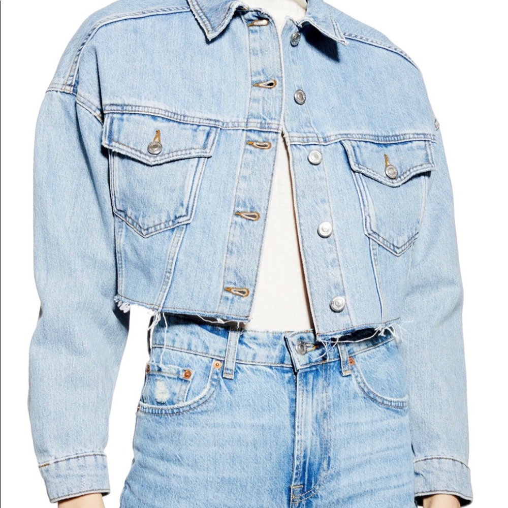 Topshop Moto Cropped Denim Jacket